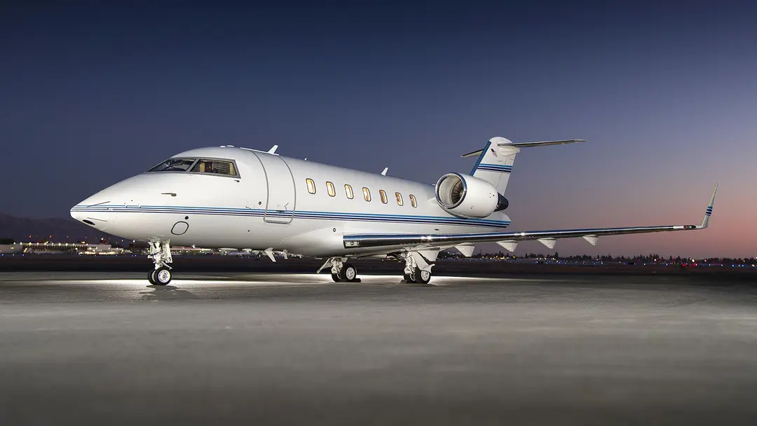 Luxury private jet cabin with leather seating